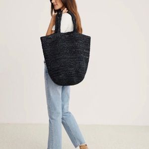 Black crochet tote